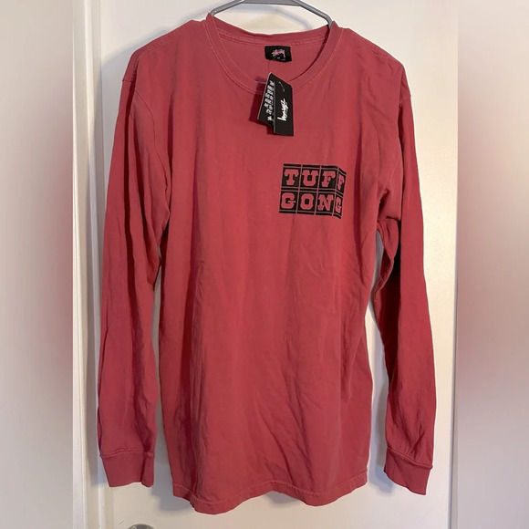 NWT Stussy x Bob Marley Collab Tuff Gong Long Sleeve Shirt Raspberry Medium - Picture 4 of 9